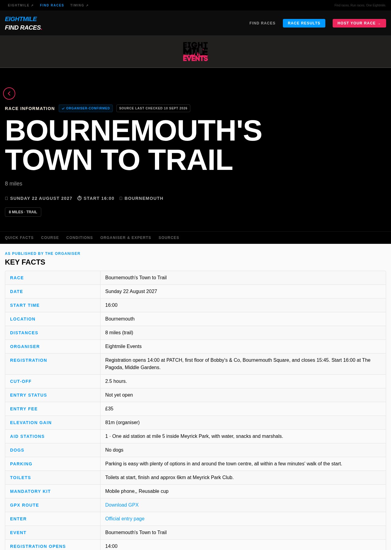 Preview of the Bournemouth Town to Trail race guide